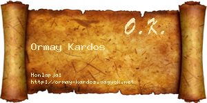 Ormay Kardos névjegykártya